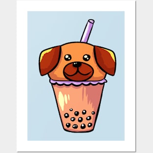 Cute Puppy Bubble Tea Posters and Art